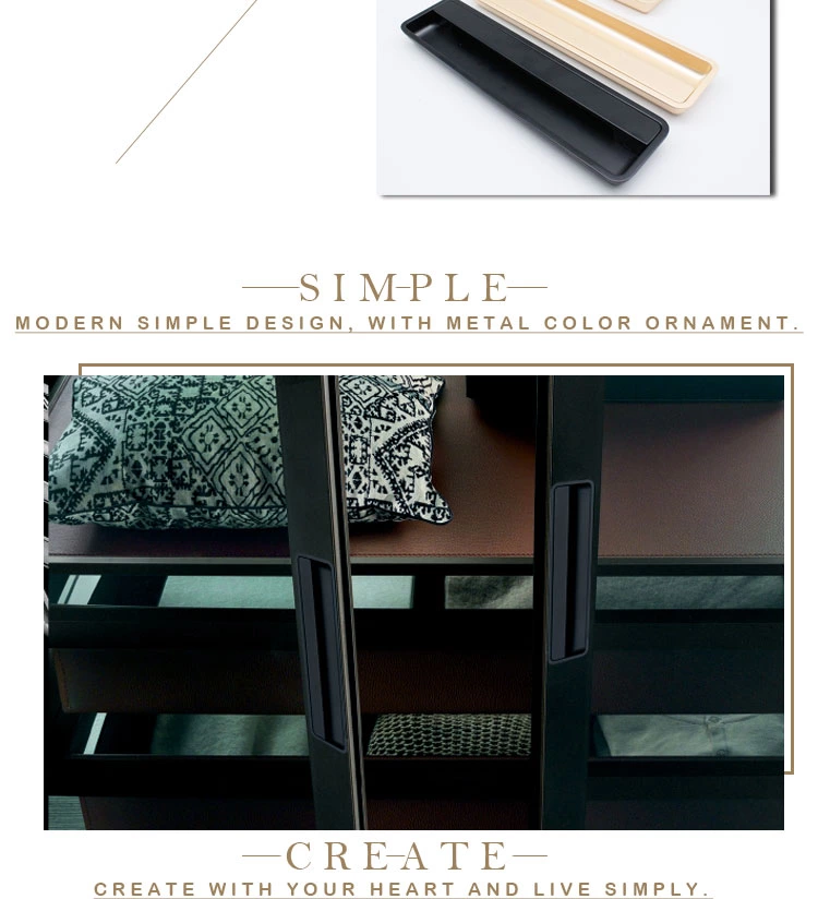 High Quality Factory Flush Pull MBK Zinc Modern Dresser Drawer Push-pull Cabinet Handle