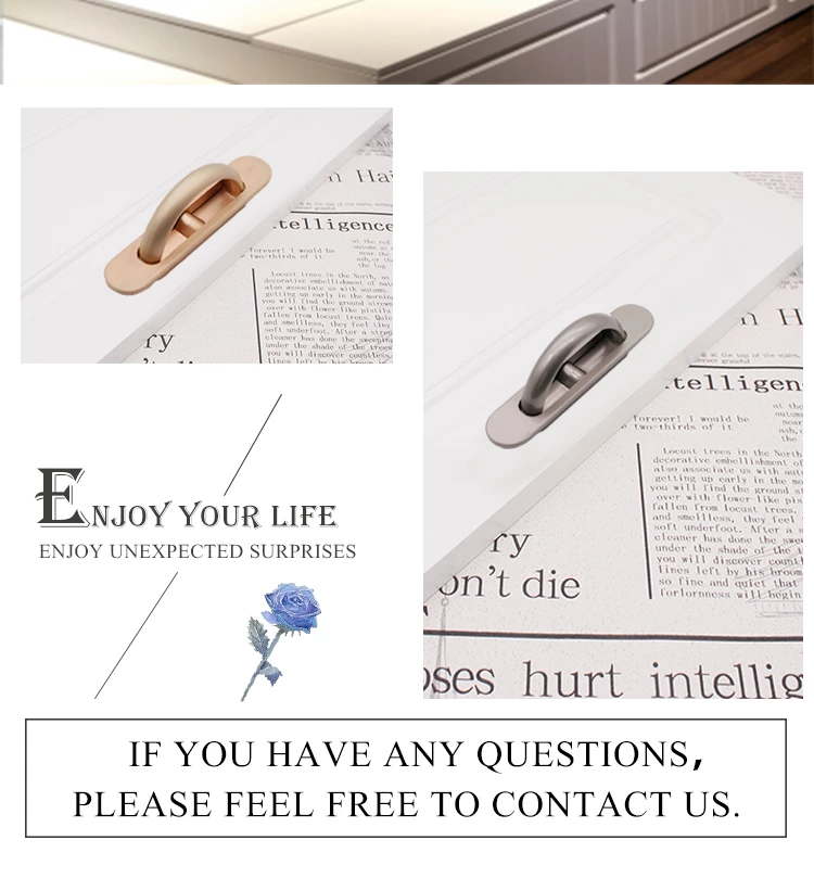 Best Selling Modern Zinc Alloy Concealed Door Handle for Bedroom Kitchen Cabinets Dresser Wardrobe Dining Versatile Drawer
