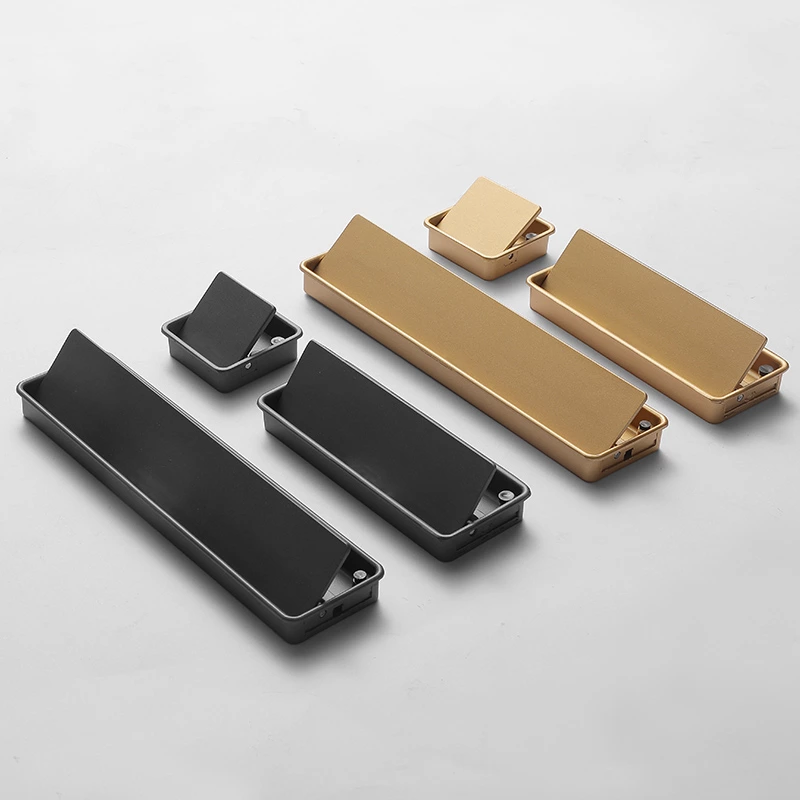 Fancy Minimalist Furniture Hardware Square Box Handle, Zinc Alloy Reversible Concealed Cabinet Door Handle