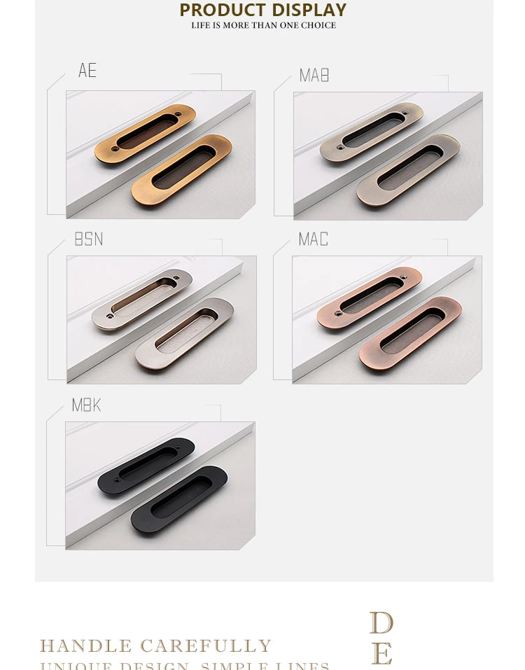 High Quality Black Zinc Alloy Invisible Hide Handle Flush Pull for Kitchen Bedroom Bathroom Outdoor Hotel Drawers Dressers