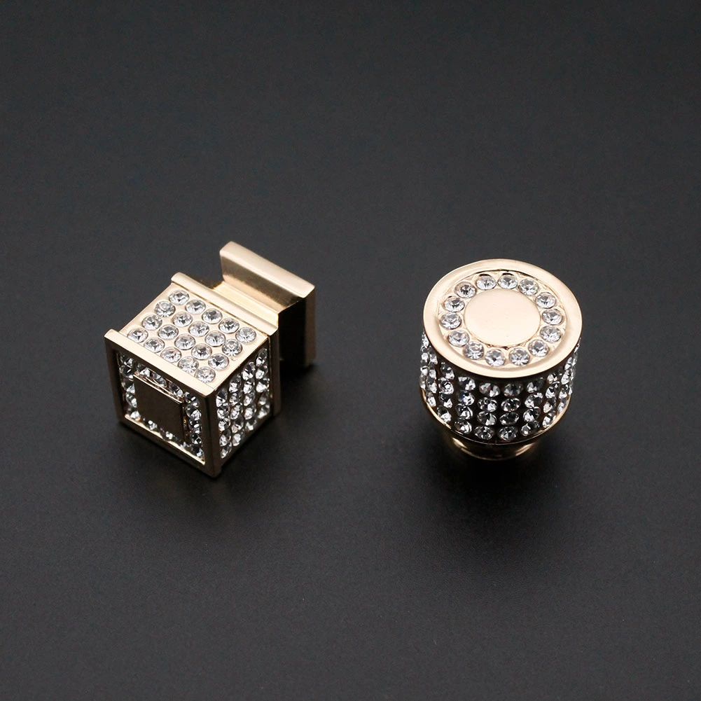 Modern Crystal Knobs Zinc Alloy Cabinet Handles Flat Drawer Pulls Classic Furniture Hardware for Dresser Wardrobe Kitchen