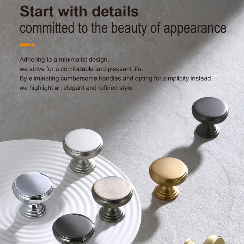 Simple Zinc Alloy Round Knob Cupboard Door Pulls Cabinet Handle Cabinet Handles and Knob