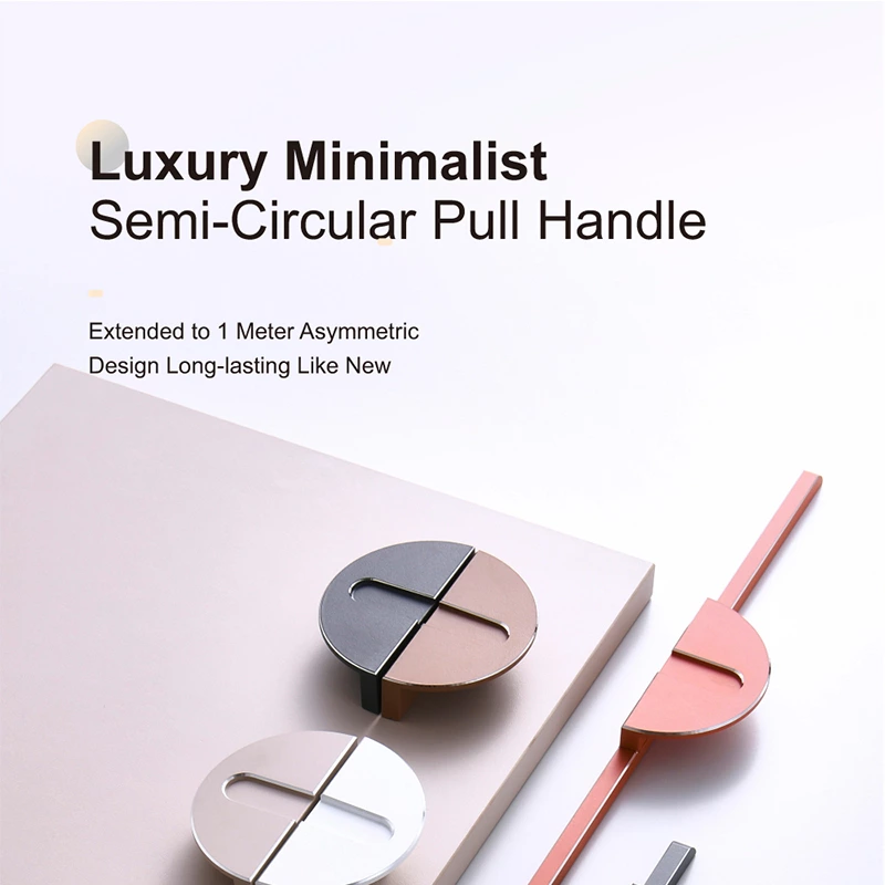 High Quality Half Aluminium Alloy Cabinet Handles Colorful Long Profile for Drawer Bedroom Living Room Aluminum Edge Pull