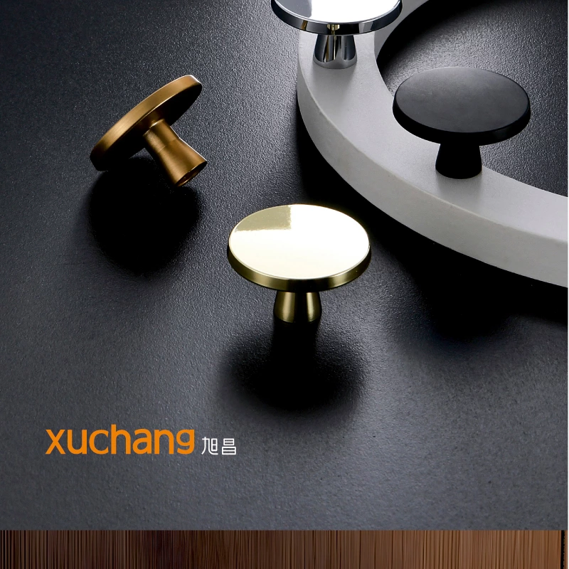 Gold Single Hole Modern Luxury Light Copper Black Nordic Aluminum Alloy Eco-Friendly Durable Furniture Handles Knobs for Kitchen