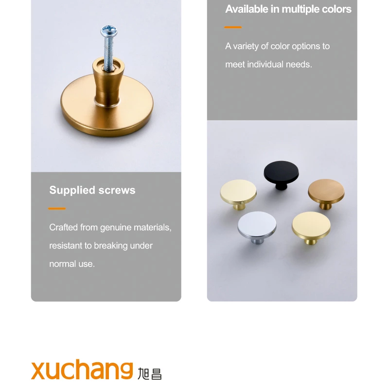 Gold Single Hole Modern Luxury Light Copper Black Nordic Aluminum Alloy Eco-Friendly Durable Furniture Handles Knobs for Kitchen