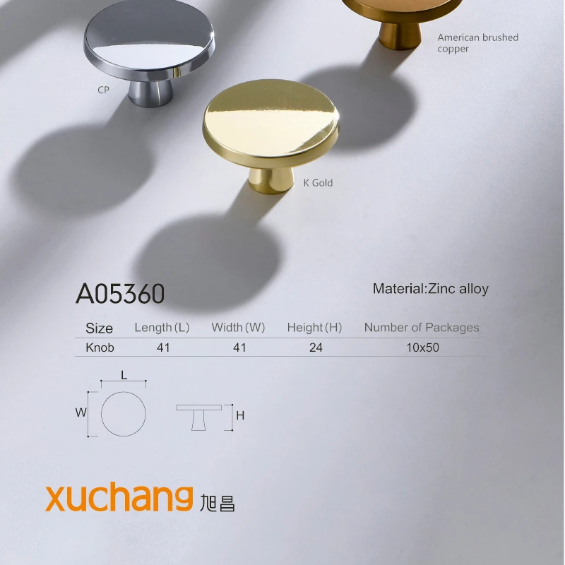 Gold Single Hole Modern Luxury Light Copper Black Nordic Aluminum Alloy Eco-Friendly Durable Furniture Handles Knobs for Kitchen