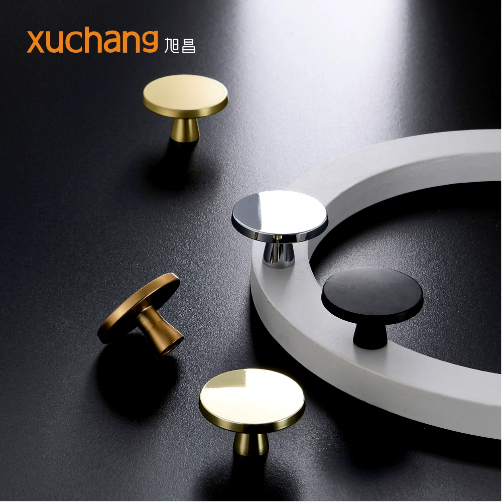 Gold Single Hole Modern Luxury Light Copper Black Nordic Aluminum Alloy Eco-Friendly Durable Furniture Handles Knobs for Kitchen