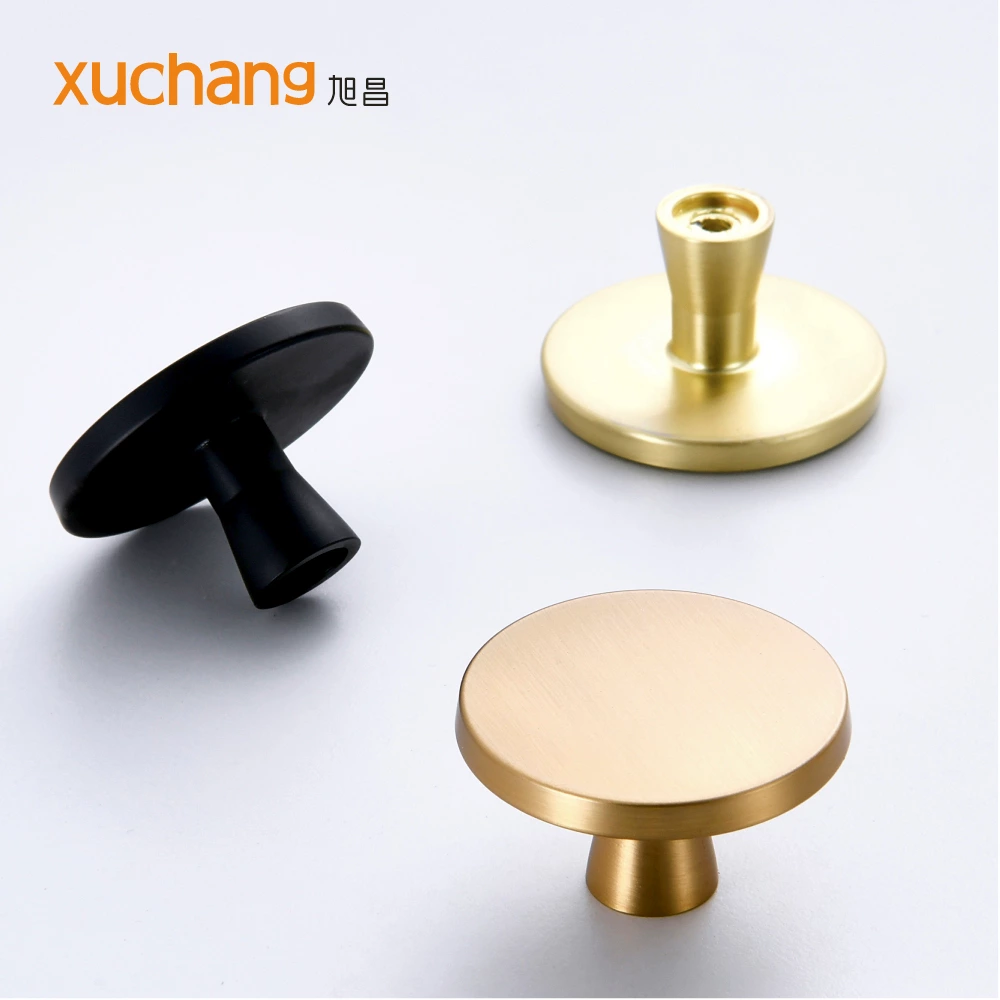 Gold Single Hole Modern Luxury Light Copper Black Nordic Aluminum Alloy Eco-Friendly Durable Furniture Handles Knobs for Kitchen