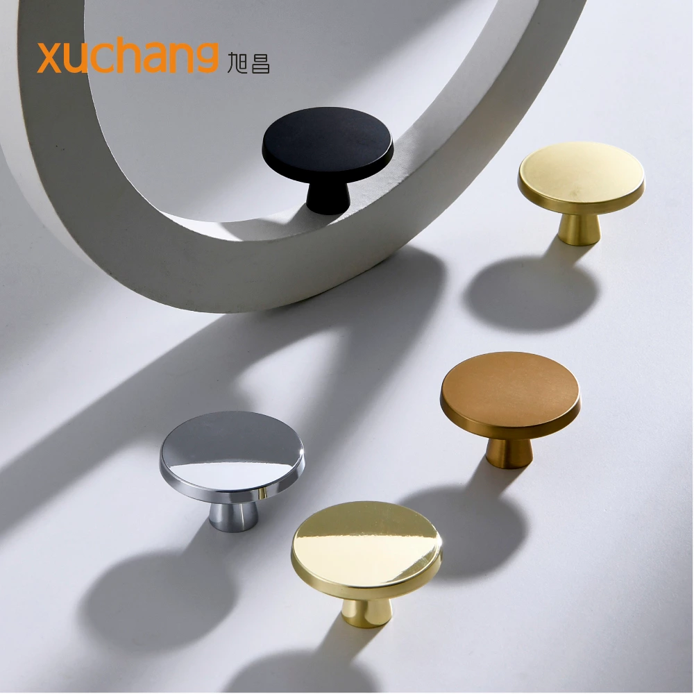 Gold Single Hole Modern Luxury Light Copper Black Nordic Aluminum Alloy Eco-Friendly Durable Furniture Handles Knobs for Kitchen