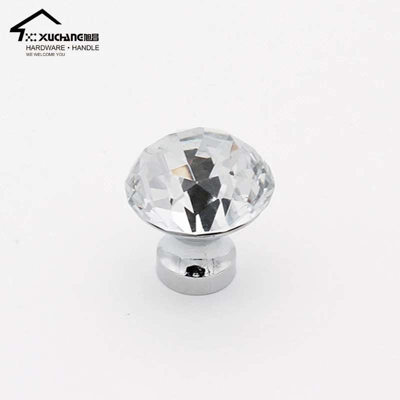 Hot Selling Precision-Cut Crystal Cabinet Knobs Handles Diamond-Covered Pull for Kitchen & Bedroom Drawers