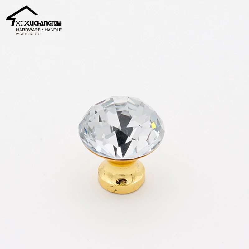 Hot Selling Precision-Cut Crystal Cabinet Knobs Handles Diamond-Covered Pull for Kitchen & Bedroom Drawers