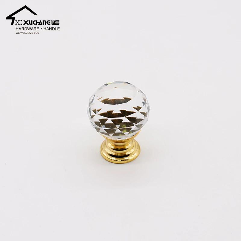 Hot Selling Precision-Cut Crystal Cabinet Knobs Handles Diamond-Covered Pull for Kitchen & Bedroom Drawers