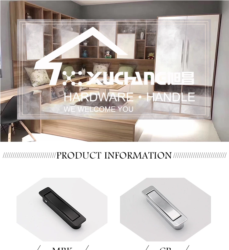 New Design Concealed Pull Handle Zinc Square Chrome Furniture Hardware for Kitchen Cabinets Drawers Wardrobes Bedrooms