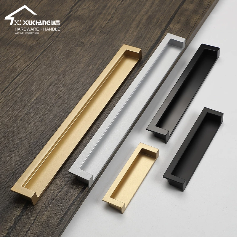 Xuchang Hardware Concealed Cabinet Handles Zinc Living Room/Kitchen/Dresser/Warehouse Drawer Recessed Pulls for Hotels Bedrooms