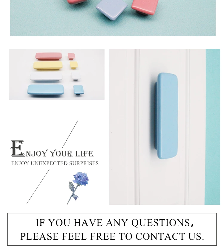 Cute Modern Cartoon Ceramic Handles and Knobs for Kitchen Cabinets Colorful Drawer Pulls for Kids' Bedroom and Wardrobe Use
