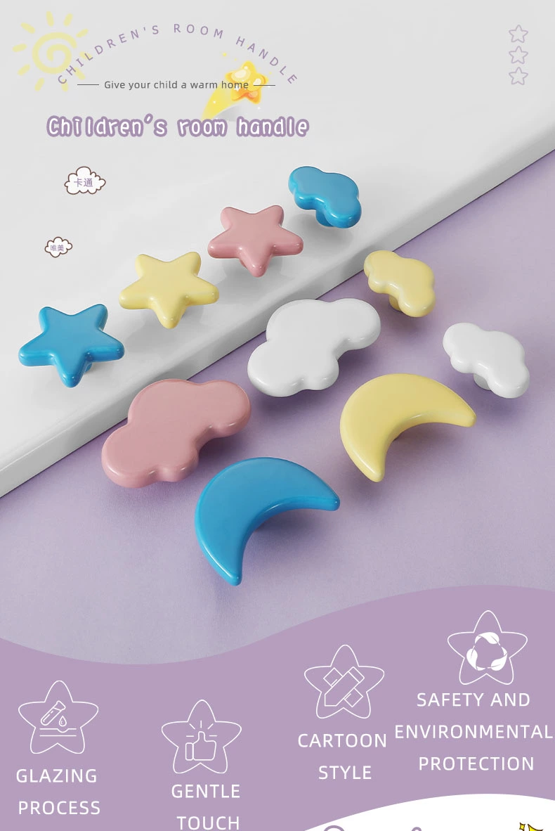 Solid Ceramic Cabinet Knob Handmade Modern Design for Kids for Dresser Drawer Wardrobe Outdoor Furniture and Living Room