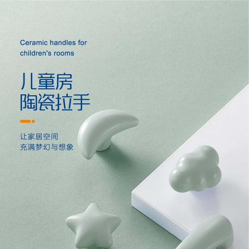 Modern Cute Cartoon Ceramic Handles Colorful Ceramic Drawer Pulls Knobs for Kitchen Cabinets Bathroom Living Room Dining Kids'