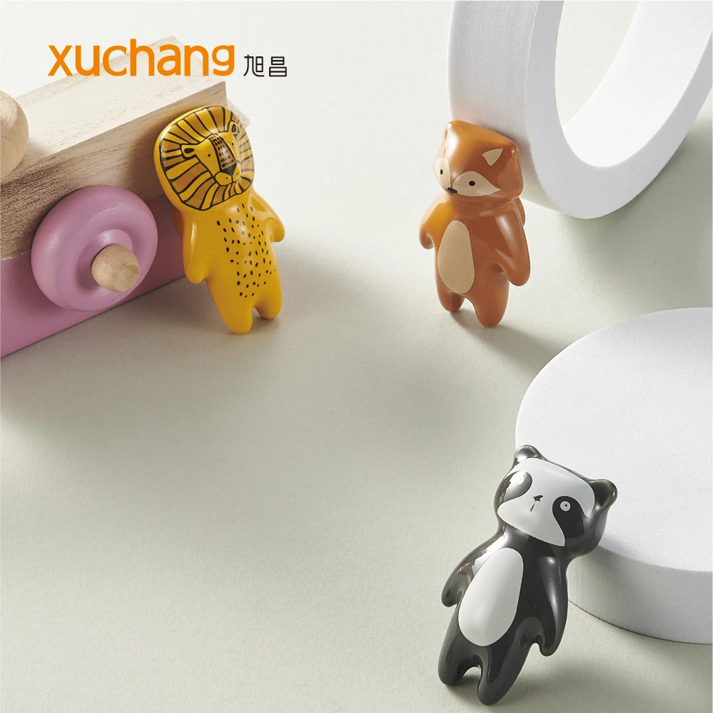Animal Shaped Ceramic Drawer Pulls - Cute Cartoon Cabinet Knobs for Kids' Room, Kitchen & Bathroom - Colorful Modern Handles